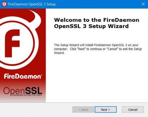 Installing FireDaemon OpenSSL on Windows 10