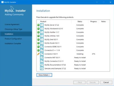 MySQL installation: Installation components