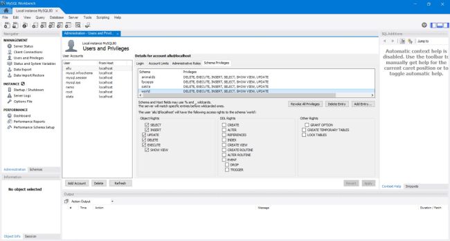 MySQL Workbench: Granting database privileges [2]