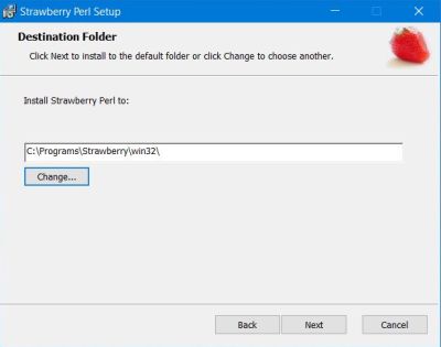 Strawberry Perl installation: Installation directory