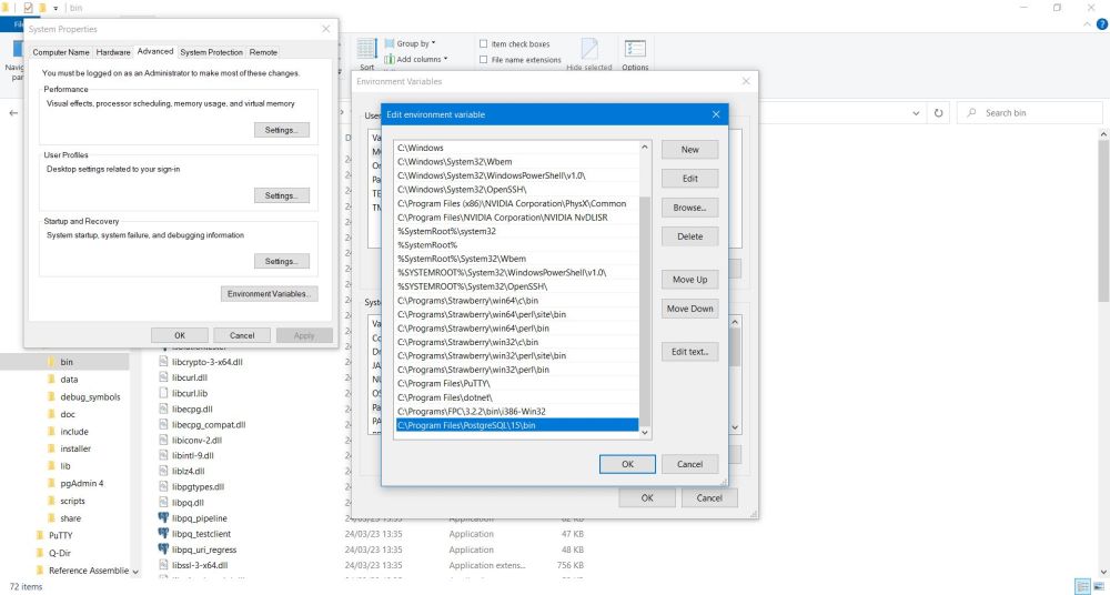 PostgreSQL: Setting the path to the command line tools