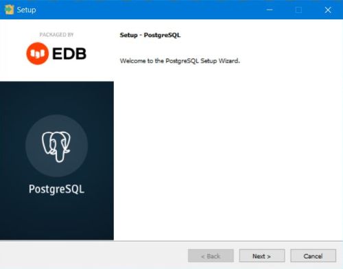 PostgreSQL installation: Welcome window