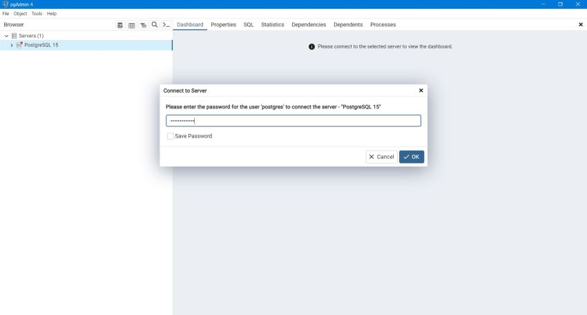 PostgreSQL - PgAdmin: Connecting to the PostgreSQL server