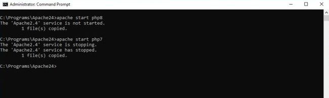 Running a custom batch file to start Apache with either PHP 7, or PHP 8