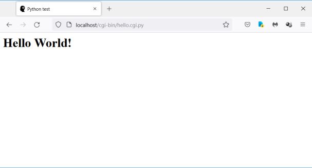 Execution of a 'Hello World' Python CGI script in Firefox